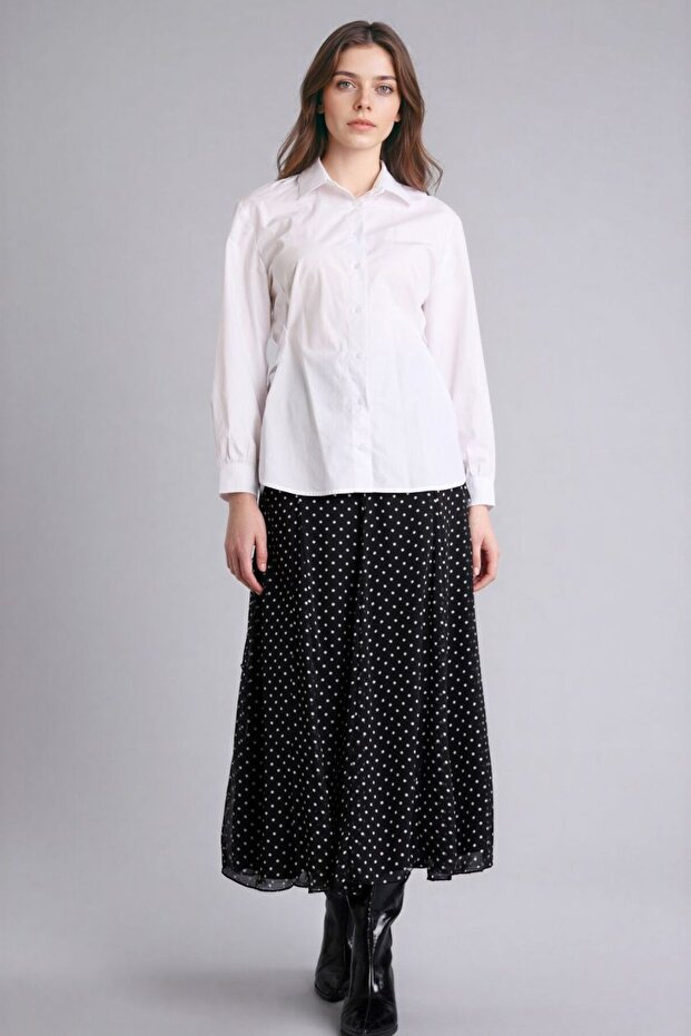 Polka Dot Chiffon Midi Skirt G6015Ax26Sp