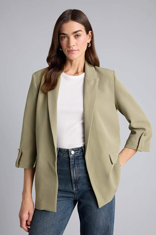 Oversıze Ceket Yaka Basic Blazer Ceket C3215AX26SM - 3