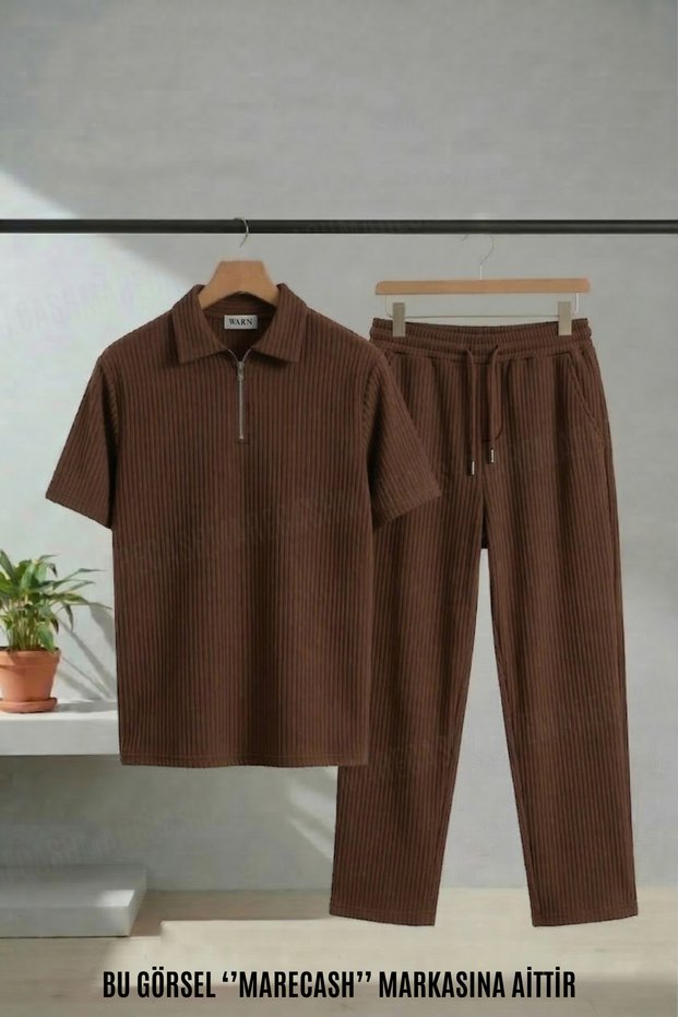 Ottoman Baggy Tracksuit and Zippered Polo Shirt Set Short Sleeve Summer Casual 100% Cotton