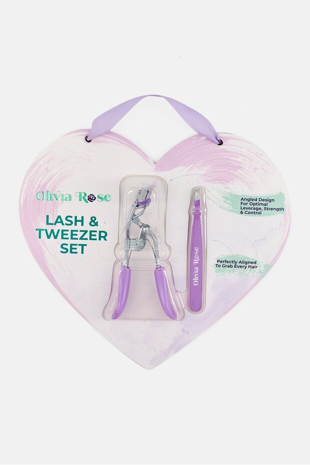 Stainless Steel 2 Pieces Lash And Tweezer Set, Lavender