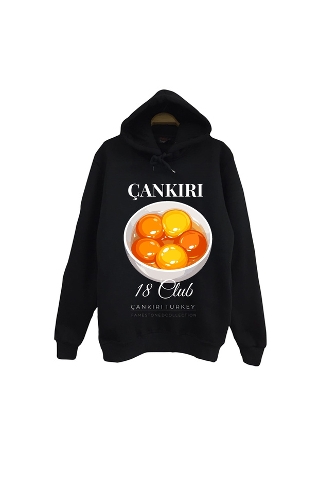 Çankırı - 18 - Salt Cave - Ilgaz - City Printed Unisex 100% Cotton Black Hooded Sweatshirt