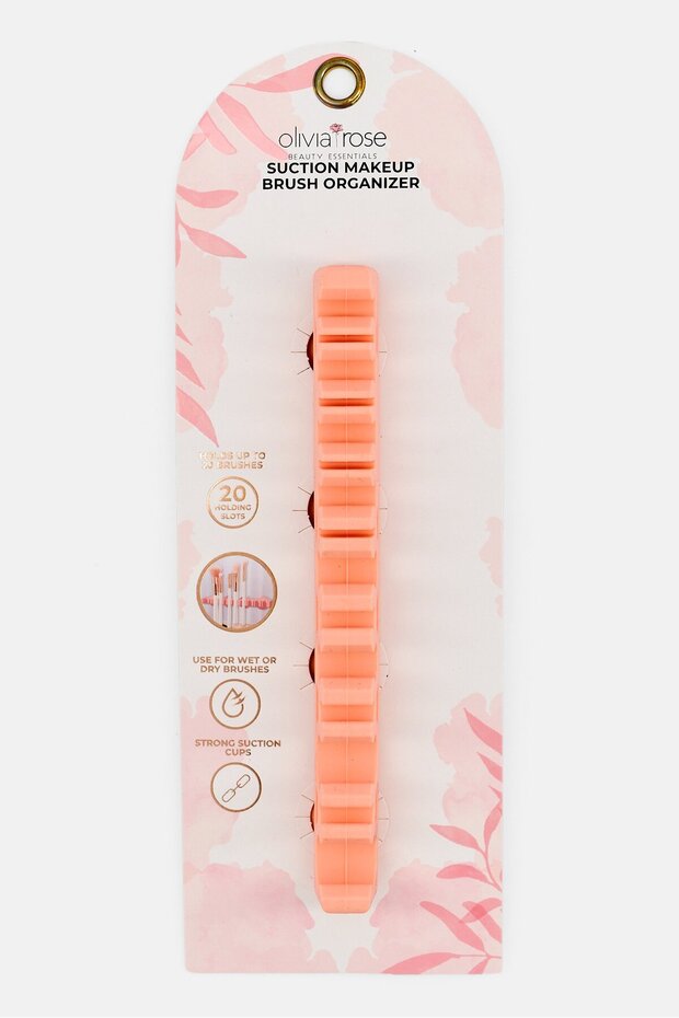 Silicone Suction Makeup Brush Organizer, Peach
