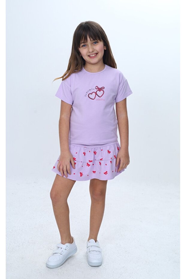 Girl's 2-Piece Garni Printed Shorts and Skirt Set