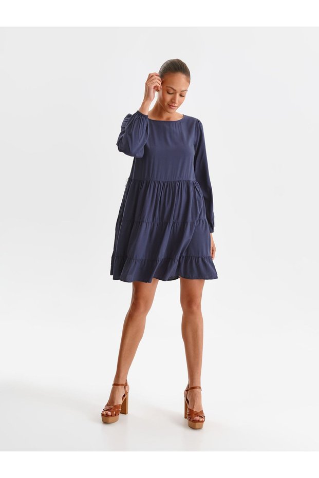 Rochie bleumarin boho chic cu fronseu