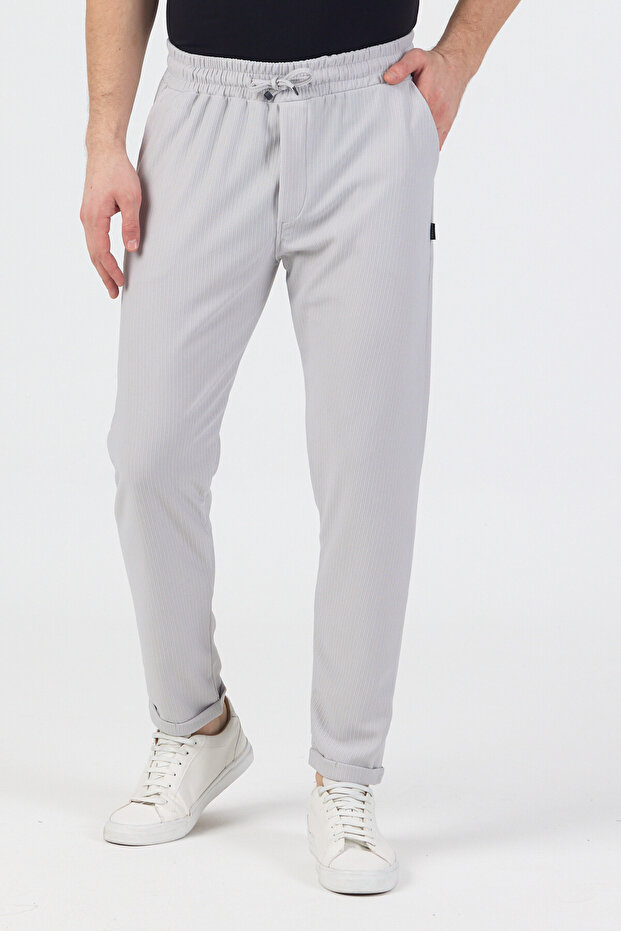 Men's Slim Fit Soft Fabric Stretch Fabric Double Leg Jogger Pants Gray