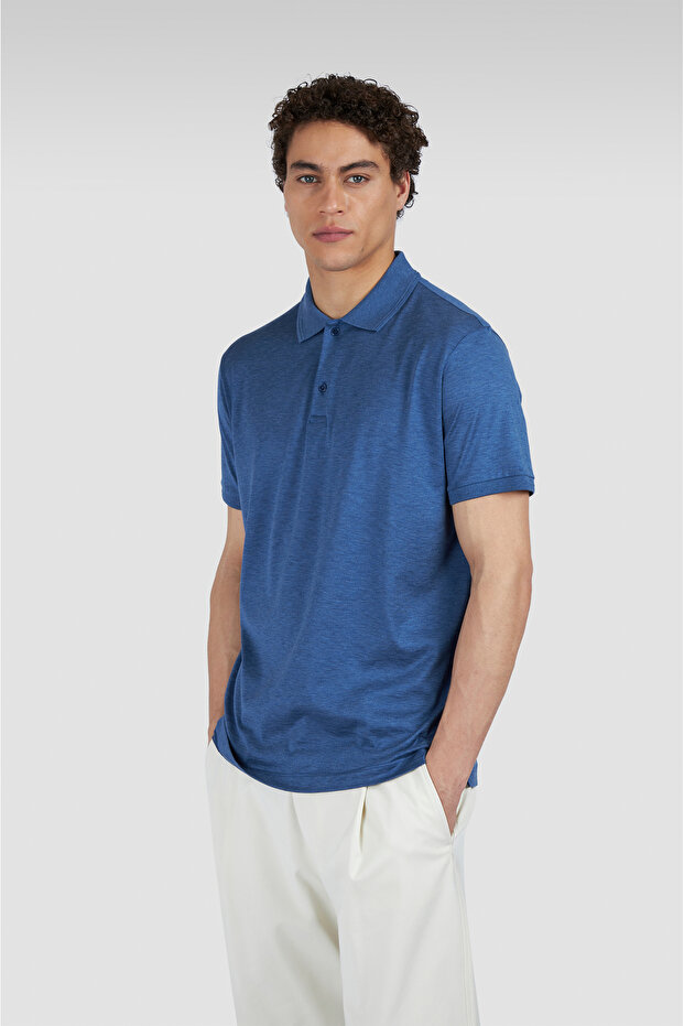 Men's Knitted Silk Cotton Polo Shirt with Buttons