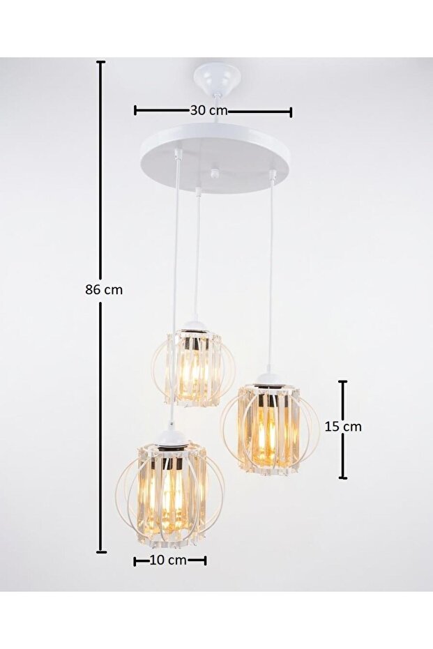 Kumru 3'lü Avize Beyaz - 8