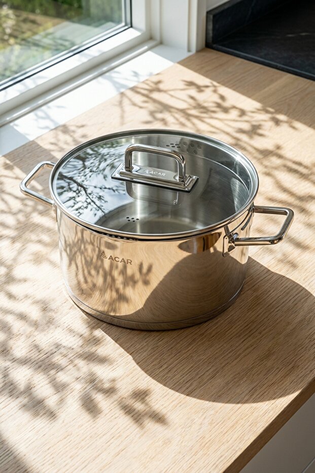 Rust Steel Strainer Pot with Lid - 6.3 Lt