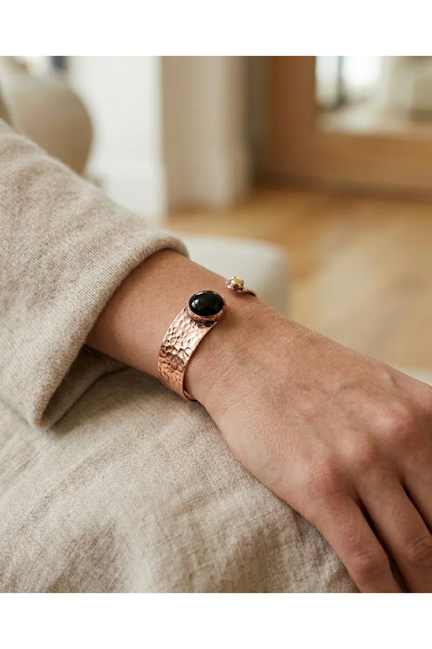 Copper Bracelet with Crystal Stones Pure Copper Healing Front Adjustable Women's Bracelet