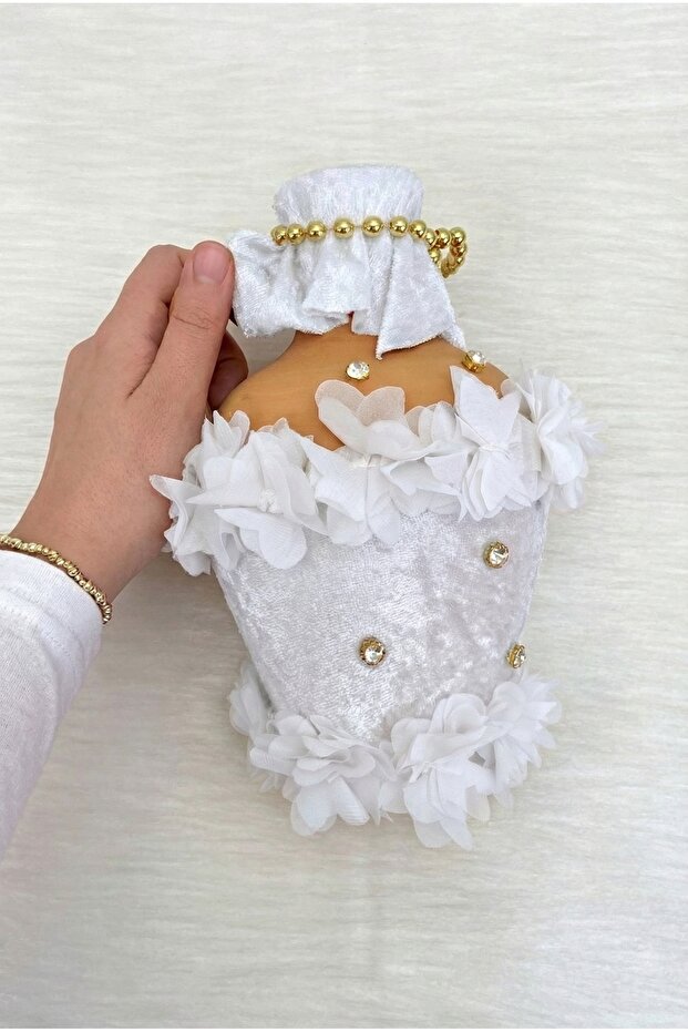 White Test, Velvet and Flower-Decorated Bridal Henna Night Test, Wedding Henna Cube, Soil Test