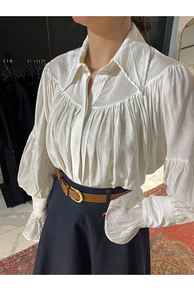 Kol Detaylı Gömlek - 1