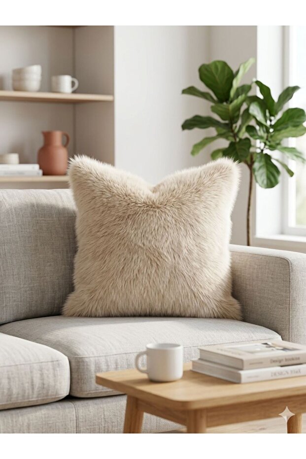 Plush Cushion Cover Furry Reversible Plush Pillow Lolita Plush Cushion Square
