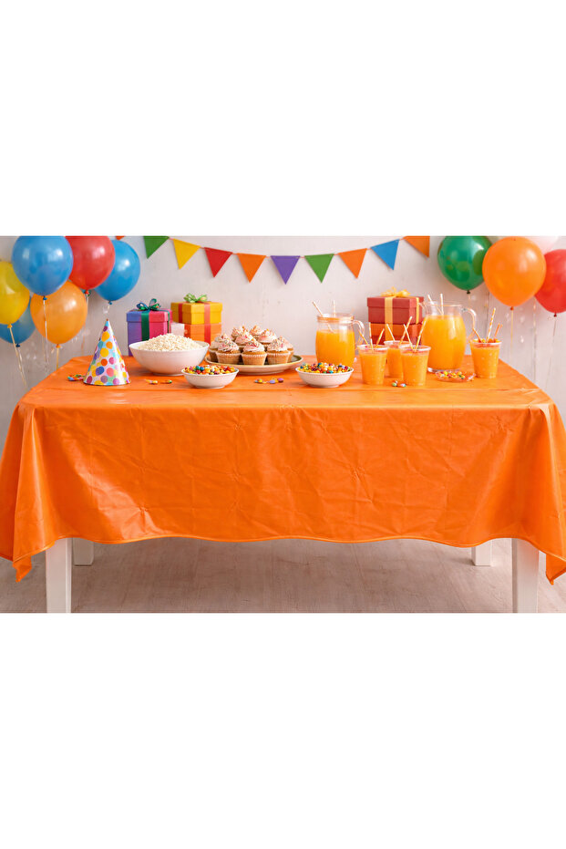 Orange Party Tablecloth 120X180 cm – Plain Orange Plastic Tablecloth