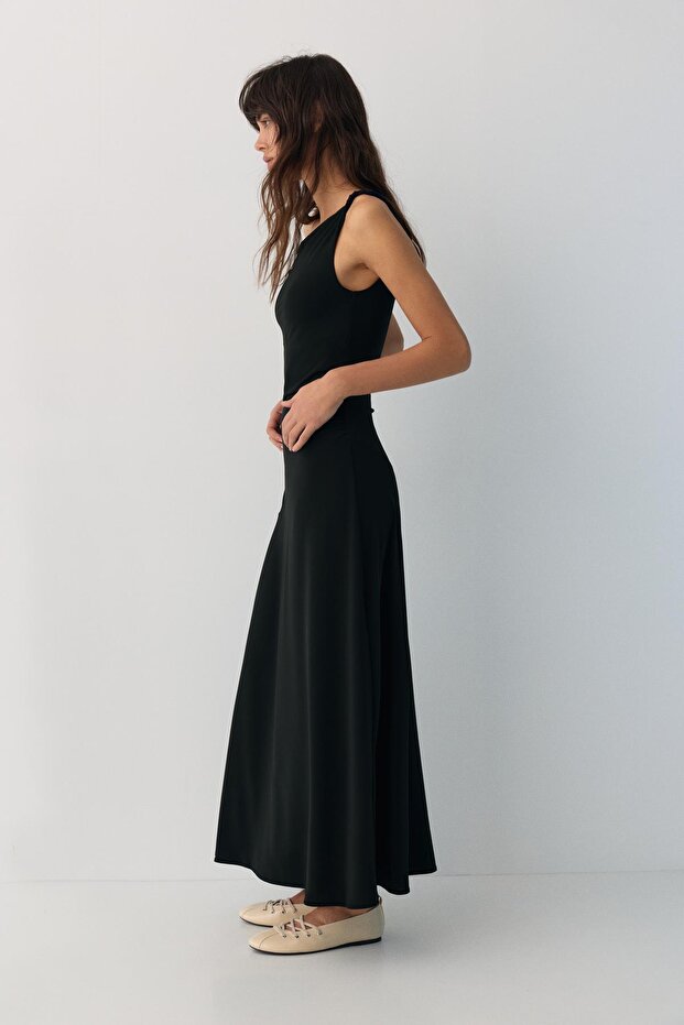 Asimetrik midi elbise - 2