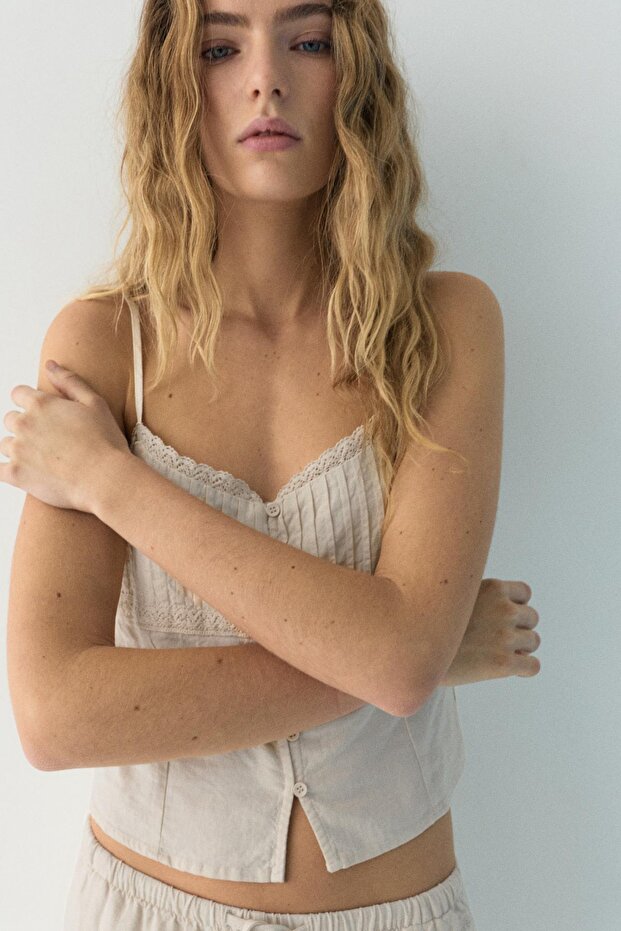 Kısa dantelli askılı top - 5