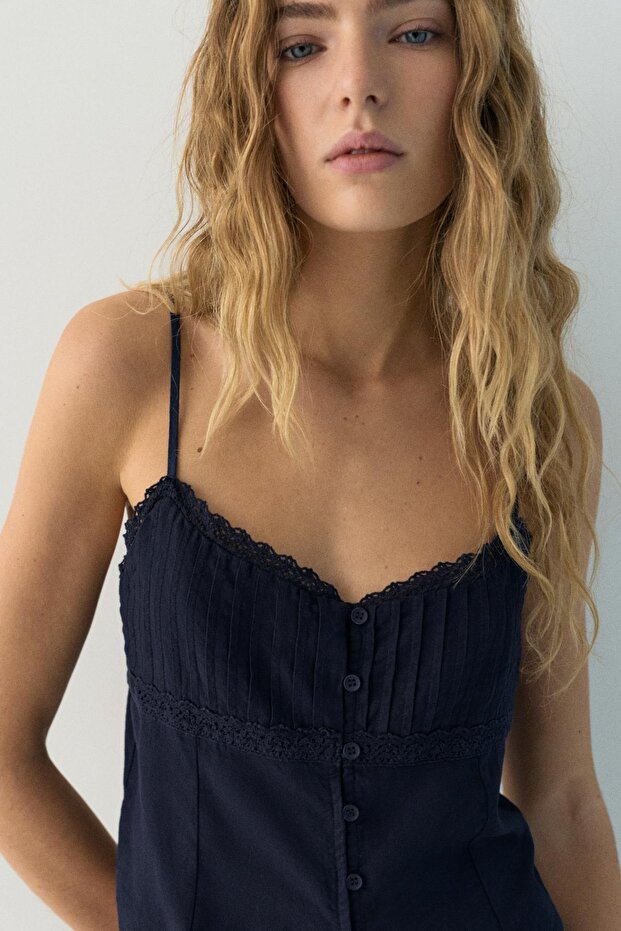 Kısa dantelli askılı top - 5