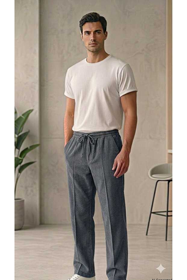 Hambez Men's Summer Linen Trousers - Comfortable Fit - Lightweight Fabric - Daily Use Sweatpants