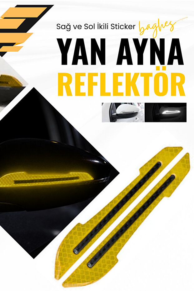 Auto Vehicle Side Mirror Reflector Sticker Side Mirror Protector Sticker Cat Eye Yellow