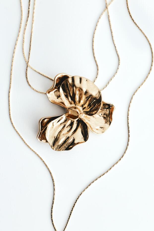 Çiçekli lariat kolye - 1