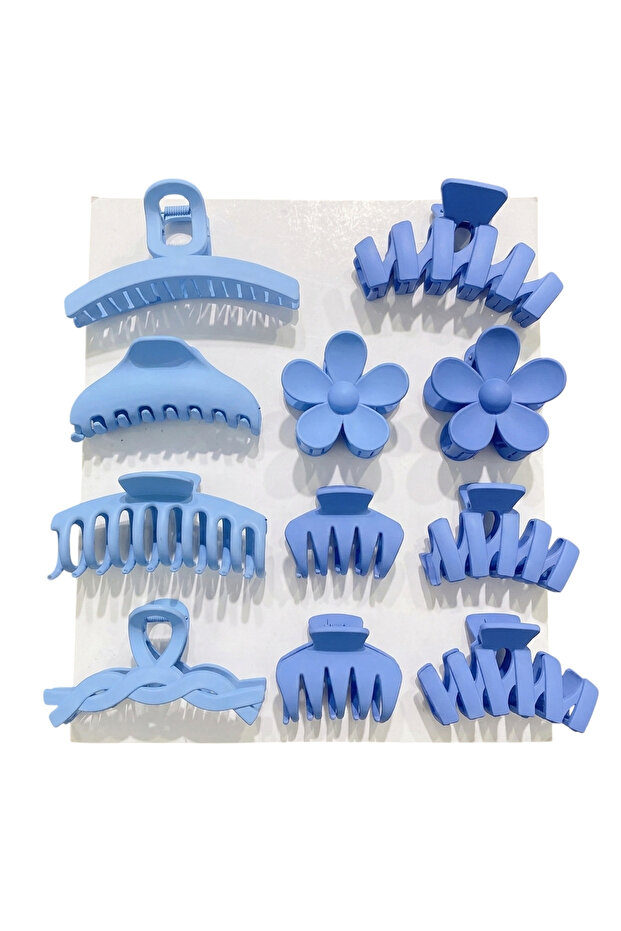 Dragon Fruit Matte Hair Claw Set (8-Piece) - Blue
