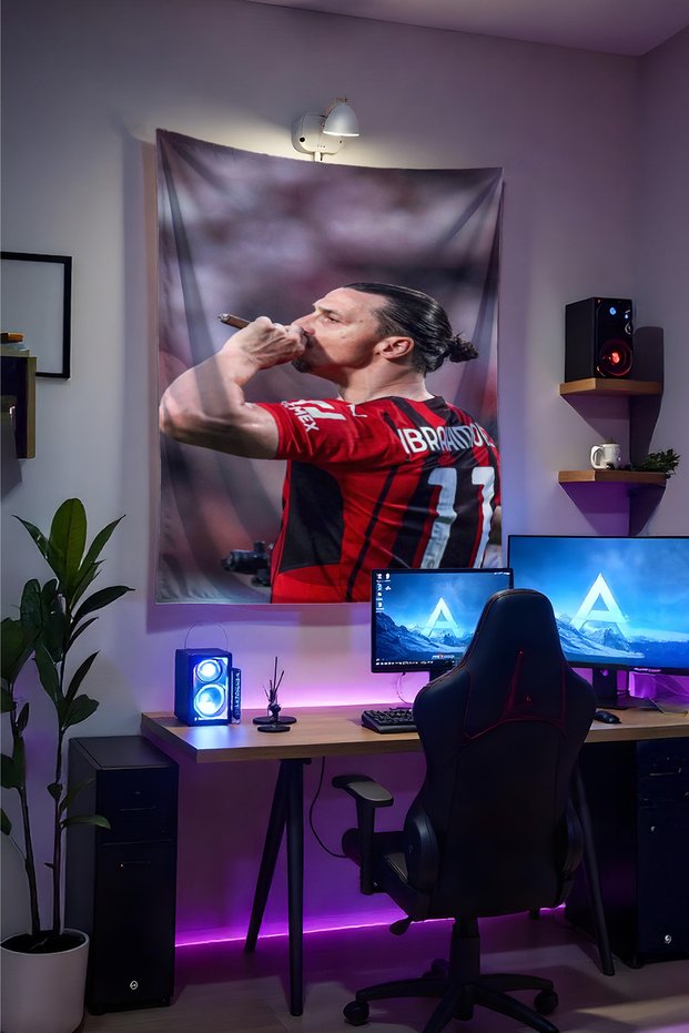 Zlatan Ibrahimovic Wall Covering– High-Quality Fabric, Gamer Room Decor Tapestry Wall H Rug I