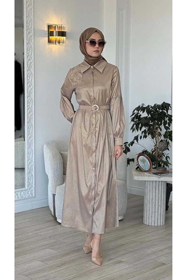 İşlemeli Gömlek Elbise 2822 - 3