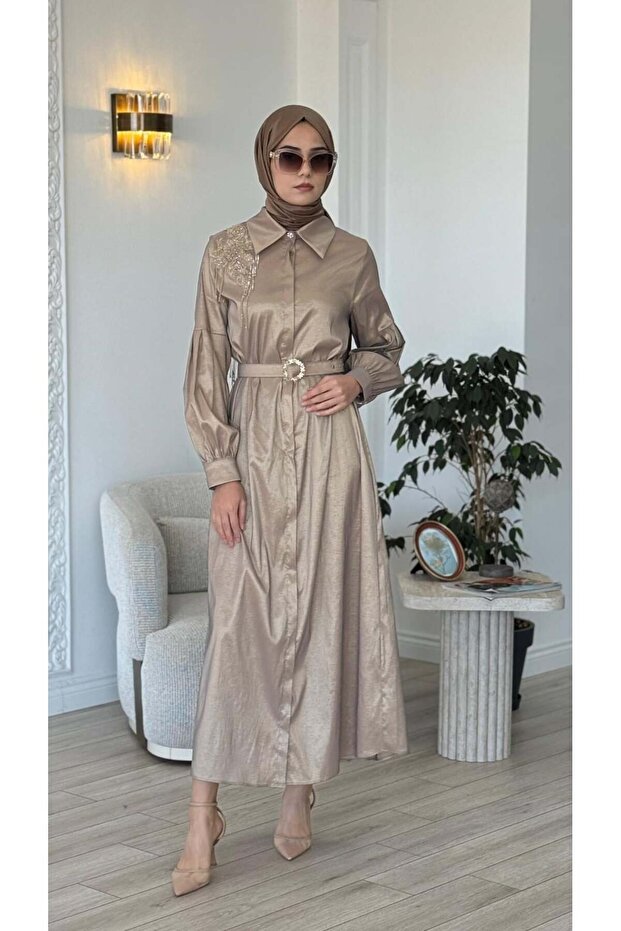 İşlemeli Gömlek Elbise 2822 - 1