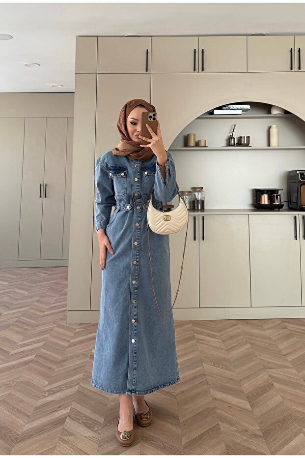 Boydan uzun kot elbise - 1