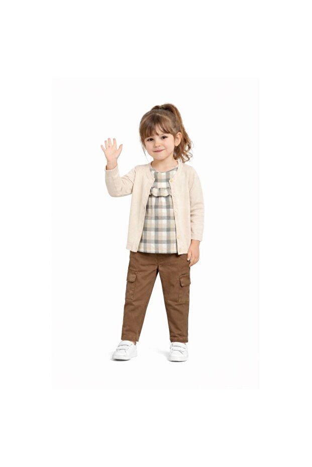 Pinky Girl's Cardigan Blouse Pants Set