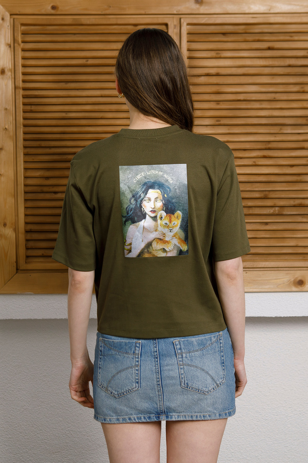 Interlock Fabric Back B Printed Basic T-Shirt - 3