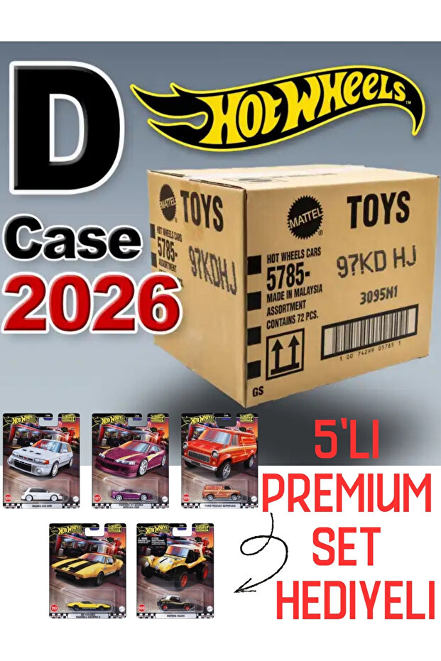 HOT WHEELS 2026 D Case 72'li Açılmamış Tek Bant Kapalı Koli Set-1 (5'li Premium HEDİYELİ)