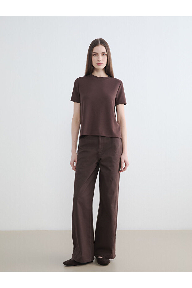 Regular Fit Wide Leg Women's Trousers