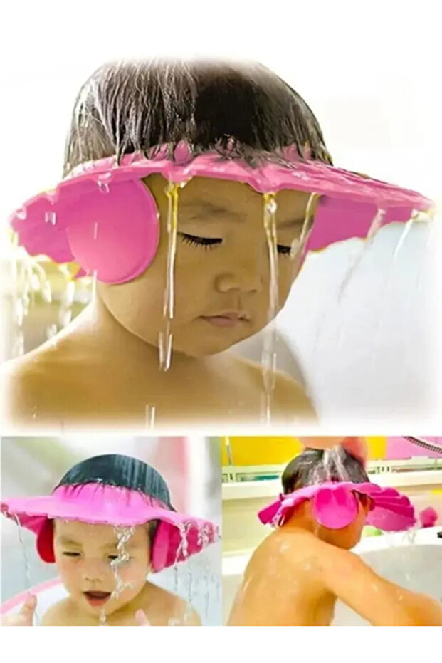 Adjustable Silicone, Baby Bath Hat with Ear Protection - Waterproof Visors