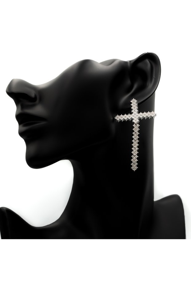 Opulent Silver Cross Earrings