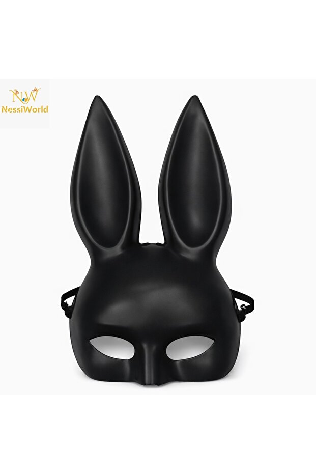 Black Luxury Rabbit Mask with Long Ears