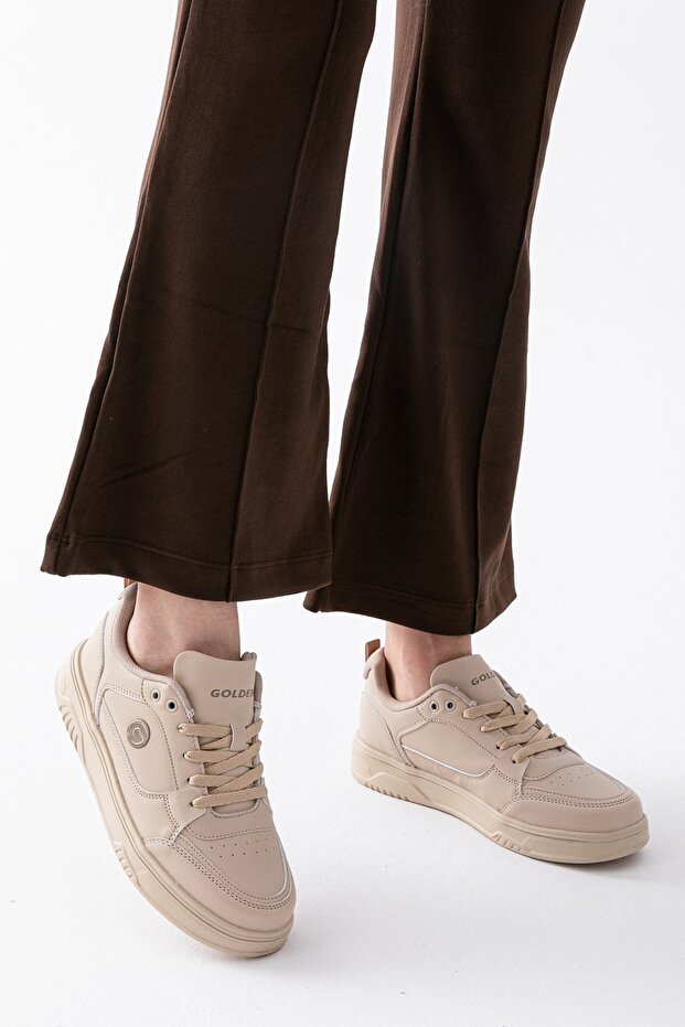 Women's Daily Beige Sneakers Lace-Up Comfortable Sneakers