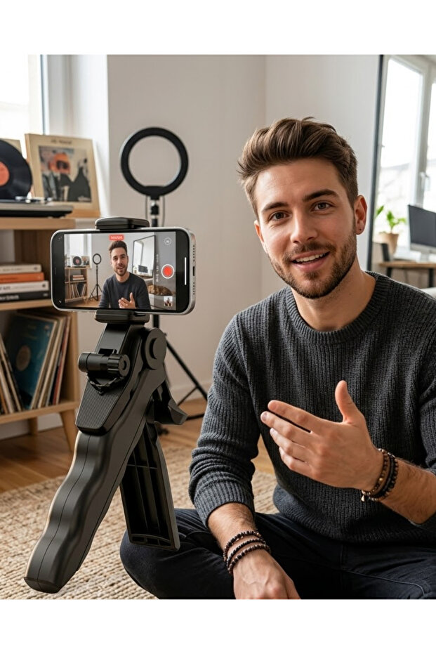 Foldable Phone Stand Mini Tripod Desktop Video Shooting Holder -