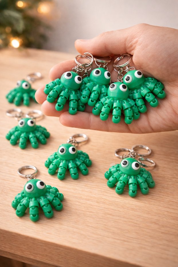 10 Pieces of Movable Jointed Octopus Keychain - Advantageous Package
