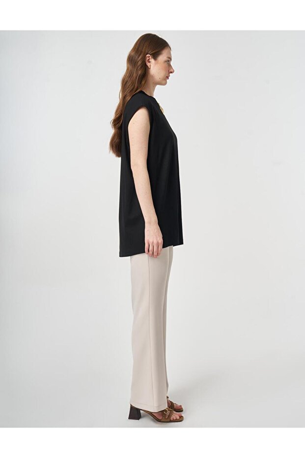 Sıfır Kol Örme Bluz Siyah - 6