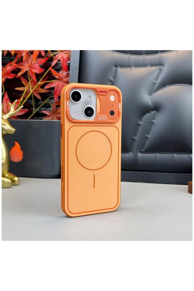 Apple iPhone 14 Compatible Case Nova M-Safe Silicone Case (iPhone 17 Pro Max Appearance) Orange