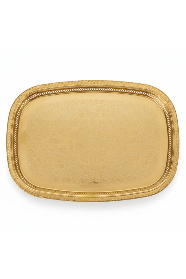 Najib Large Rectangular Gold Stainless Steel Serving Tray