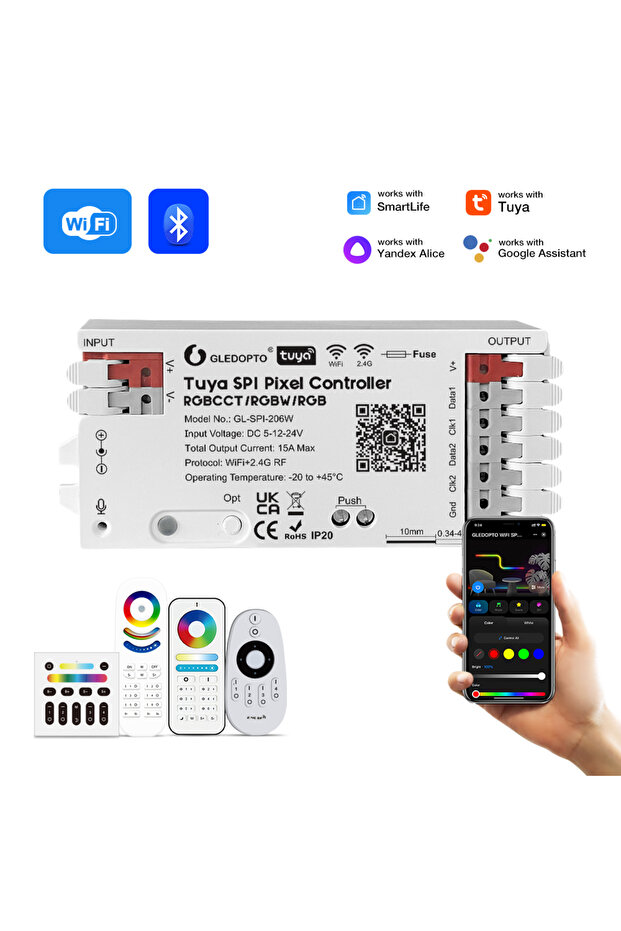 GL-SPI-206W (واي فاي) Gledopto Music Sync ZigBee SPI Smart LED Controller Tuya App Group Control Digital