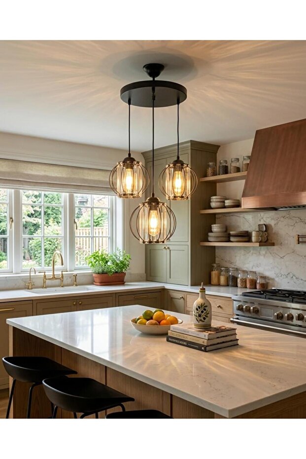 Kumru 3'lü Avize Siyah - 4