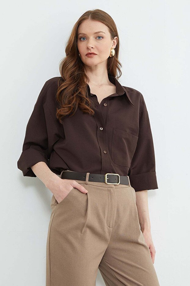 Basic Tek Cepli Oversize Gömlek - 2