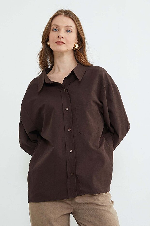 Basic Tek Cepli Oversize Gömlek - 5