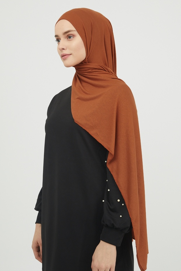 Liny Combed Cotton Shawl - Cinnamon
