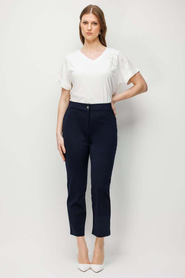 Thick Elastic Waist Side Pocketed Pants