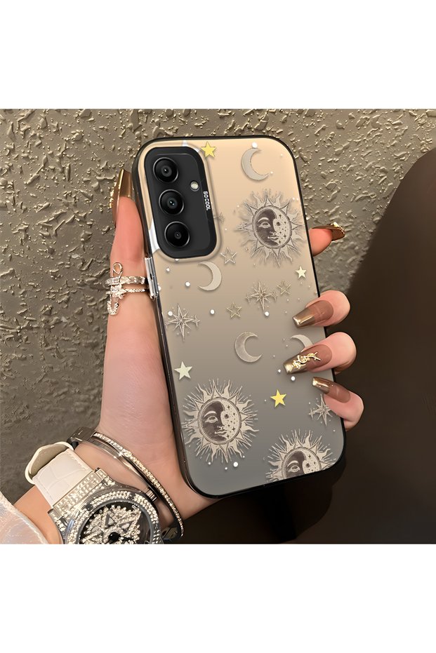 Samsung Galaxy A15 4G/5G Compatible Gold Tone Star Patterned Acrylic Material Phone Case
