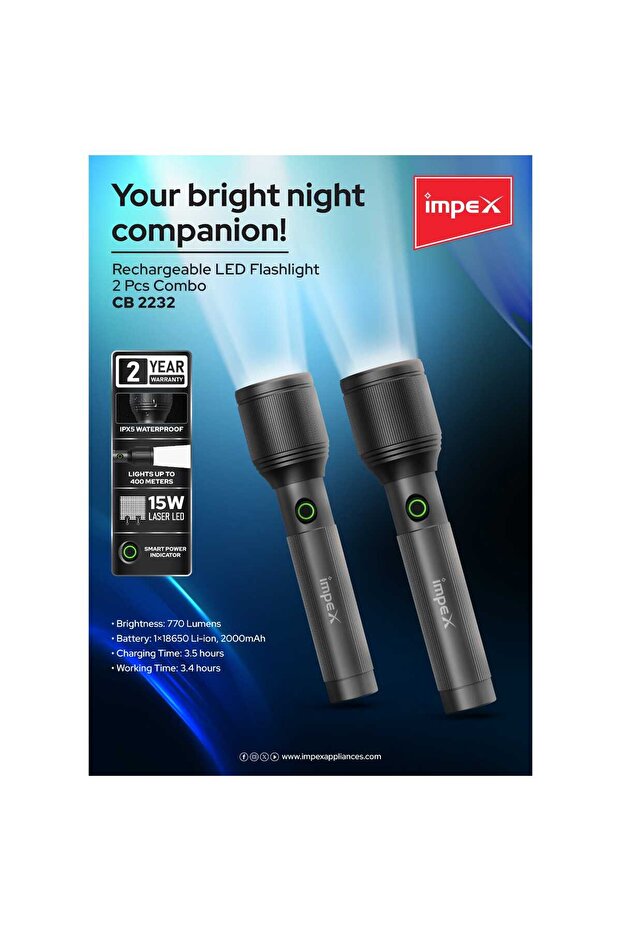 15W Type-C Rechargeable LED Flashlight