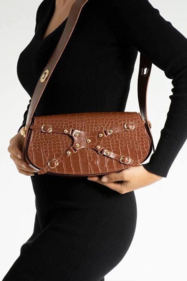 Napoli Tan Double Side Strap Model Women's Arm and Shoulder Bag Bag